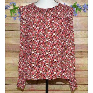 KNOX ROSE Women’s Pullover Top Size XXL Shades Pink Floral Smocking Cottage Core